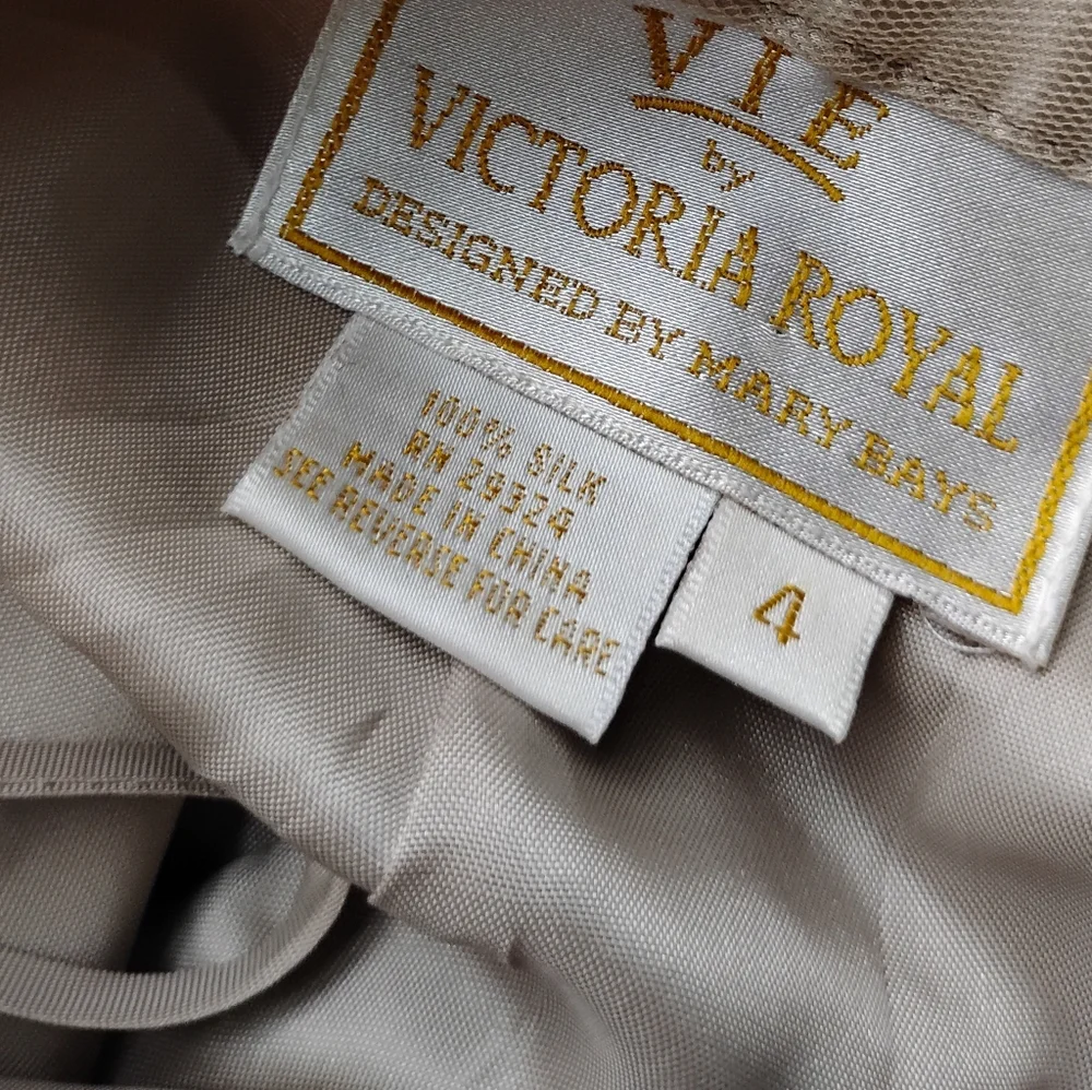Vie By Victoria Royal By Mary Bay Silk Beaded Tulle Pants Gold Beaded Size 4 - Picture 11 of 15